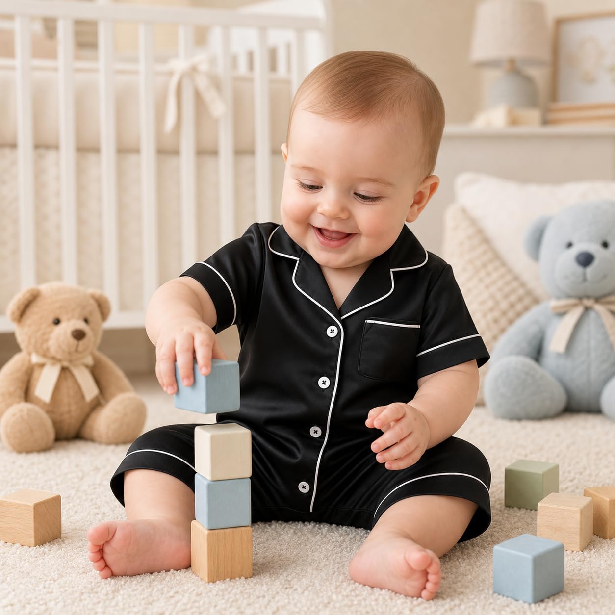Soft Satin Baby Jumpsuit Pajamas