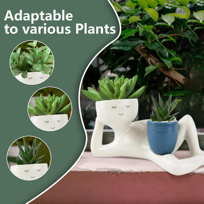Relaxing Figure Planter with Mini Plant Pot Holder