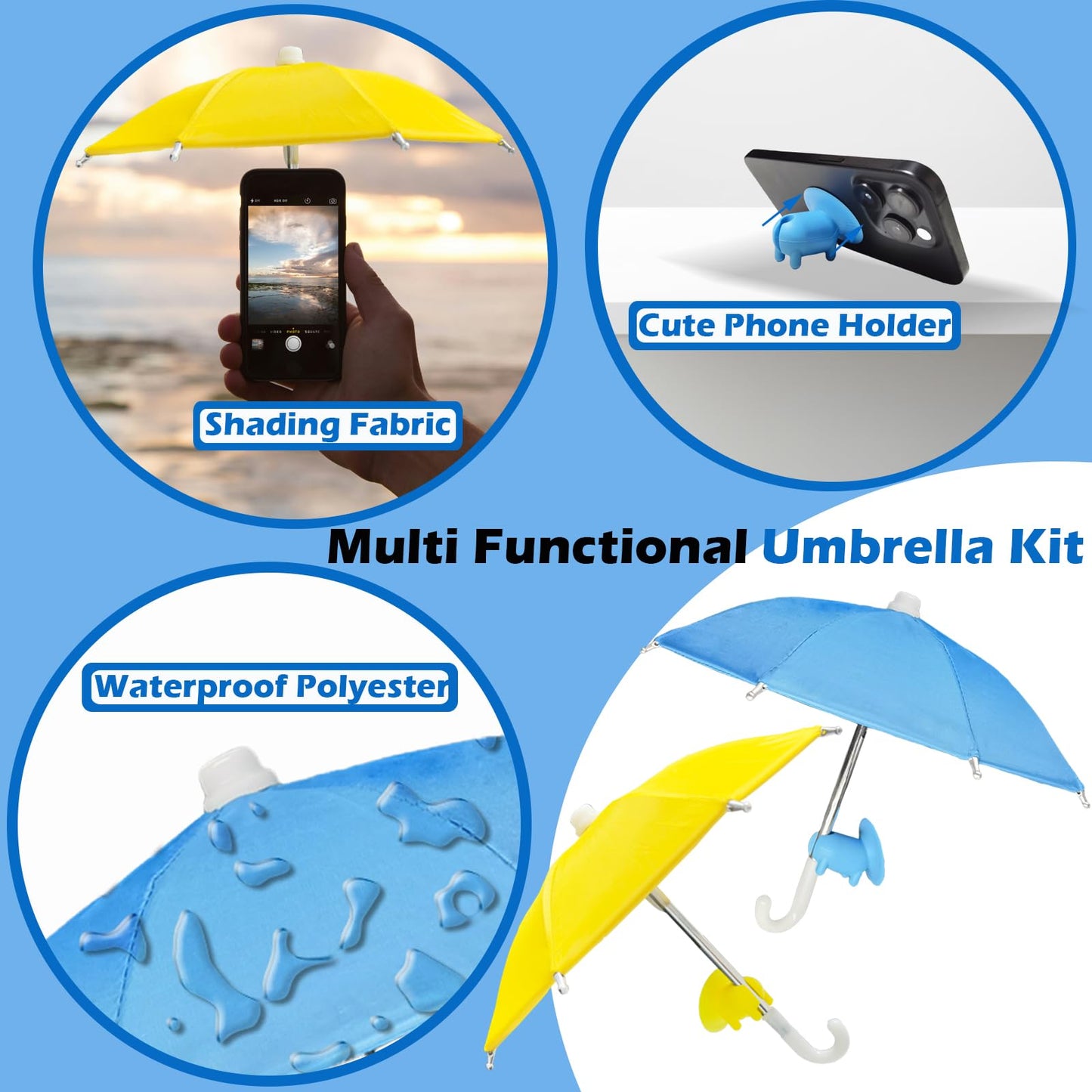 🏖️Phone Umbrella for Sun with Cute Piggy Suction Cup
