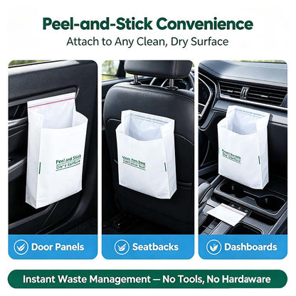 🗑️ 20-Pack Self-Adhesive Car Trash Bags – Waterproof Disposable Cleaning Bags