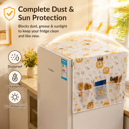 🦁 PEVA Cartoon Fridge Cover