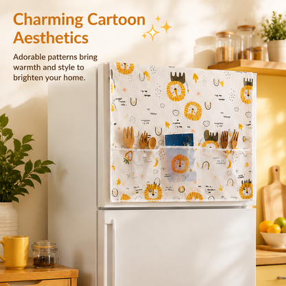 🦁 PEVA Cartoon Fridge Cover