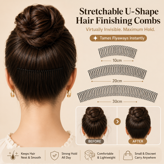 Stretchable U-Shape Hair Finishing Combs (A Set of 3Pcs)