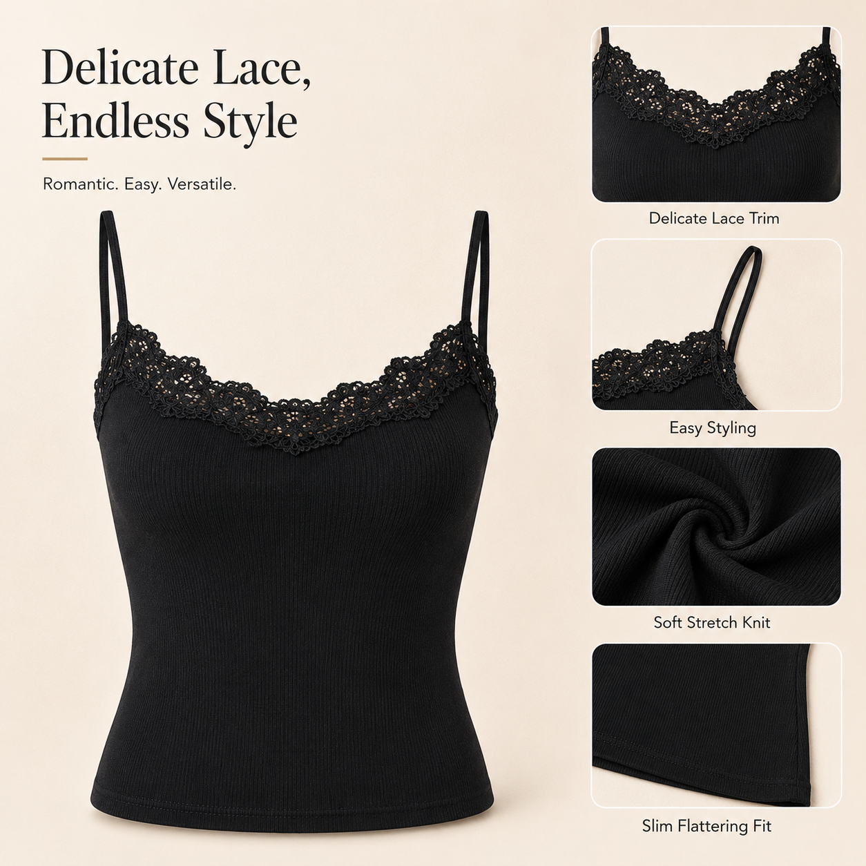 Classic Lace-Trim Camisole