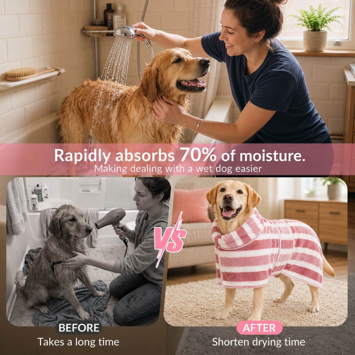 Full Coverage Doggy Bath Towel Pet Robe