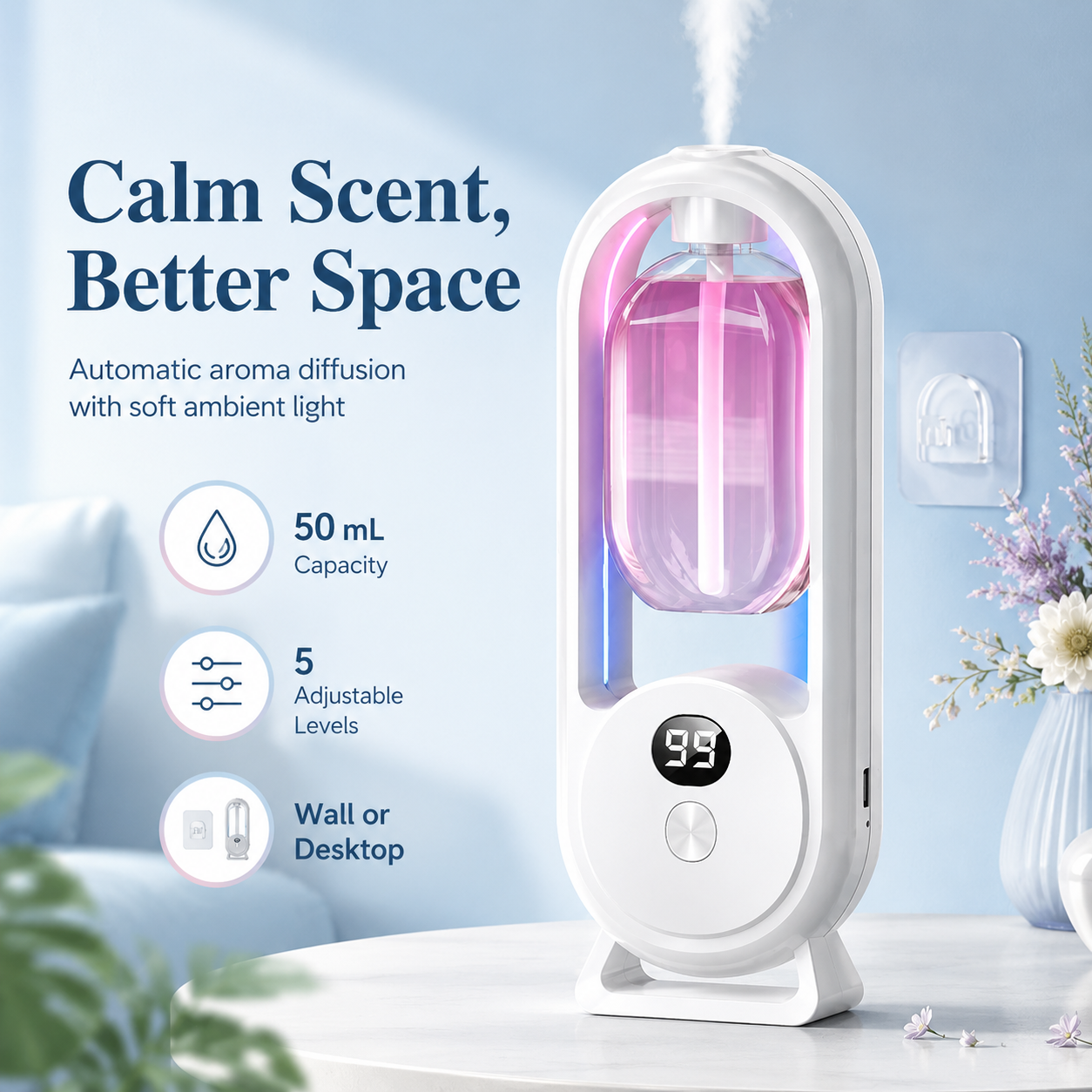 🌸Automatic Desktop Essential Oil Diffuser with Digital Display & LED Mood Ligh💡