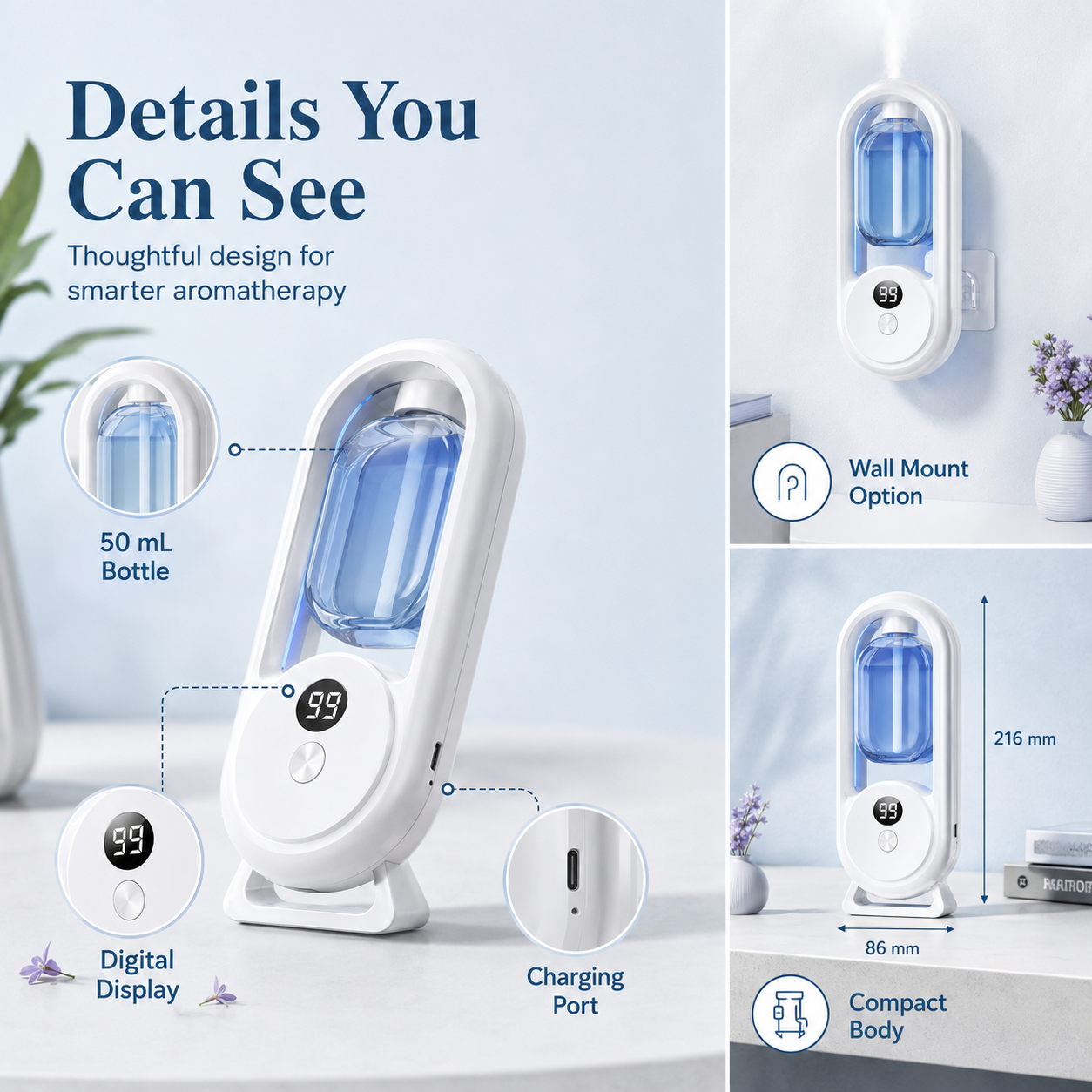 🌸Automatic Desktop Essential Oil Diffuser with Digital Display & LED Mood Ligh💡