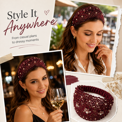 💫Plum Blossom Hollow Beaded Wide Headband