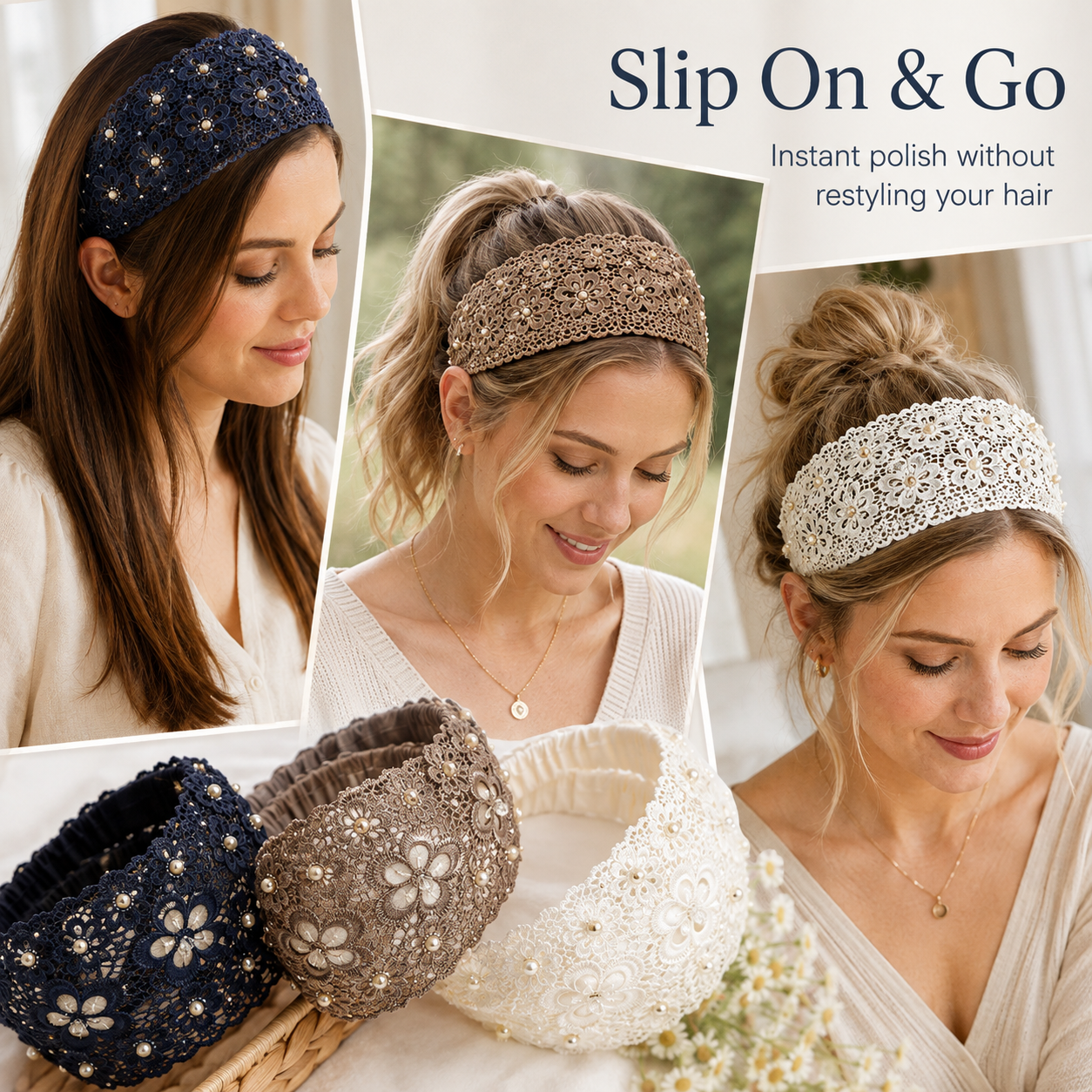 💫Plum Blossom Hollow Beaded Wide Headband