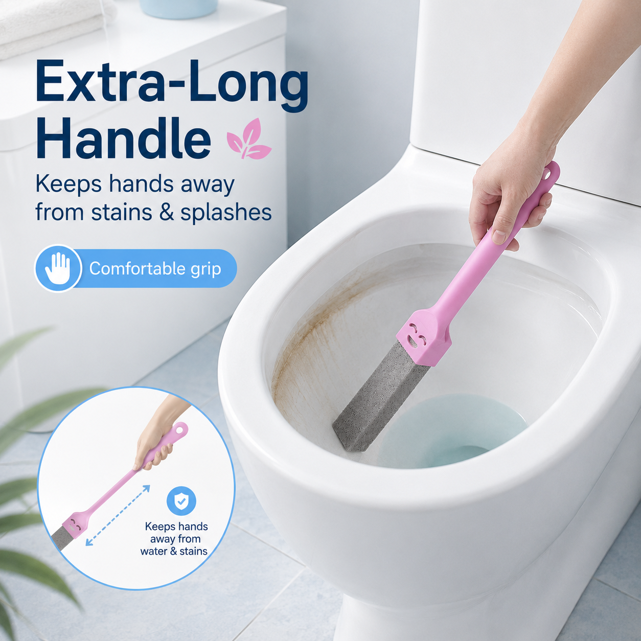 Pumice Stone Toilet Cleaner Brush for Hard Water Stains