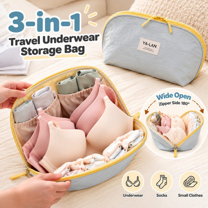 3-in-1 Travel Underwear Storage Bag | Bra Panties Socks Organizer Pouch 🧳