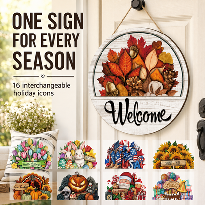 🏡 16-Piece Interchangeable Welcome Sign for Front Door – Seasonal Door Decor