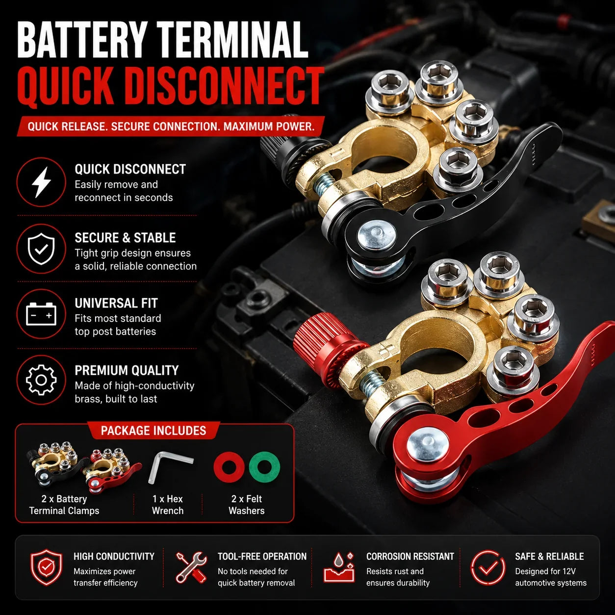 4-Post Quick Release Battery Clamps