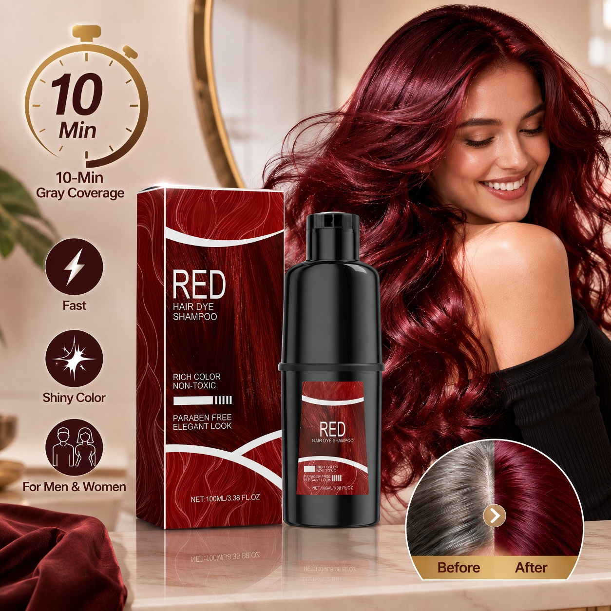 Natural Herbal Hair Color Dye Shampoo (100ml) 🌿