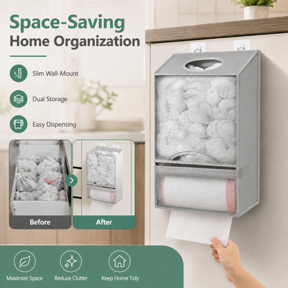 🛍️ 2-in-1 Plastic Bag Holder - Extra Large Bag Saver Dispenser
