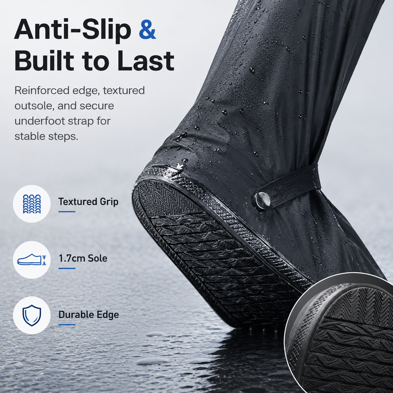 💦Reusable Waterproof Non-Slip Rain Boot Shoe Covers, Men Women Rain Gear