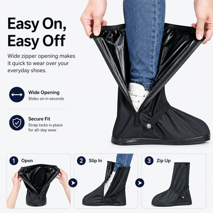 💦Reusable Waterproof Non-Slip Rain Boot Shoe Covers, Men Women Rain Gear