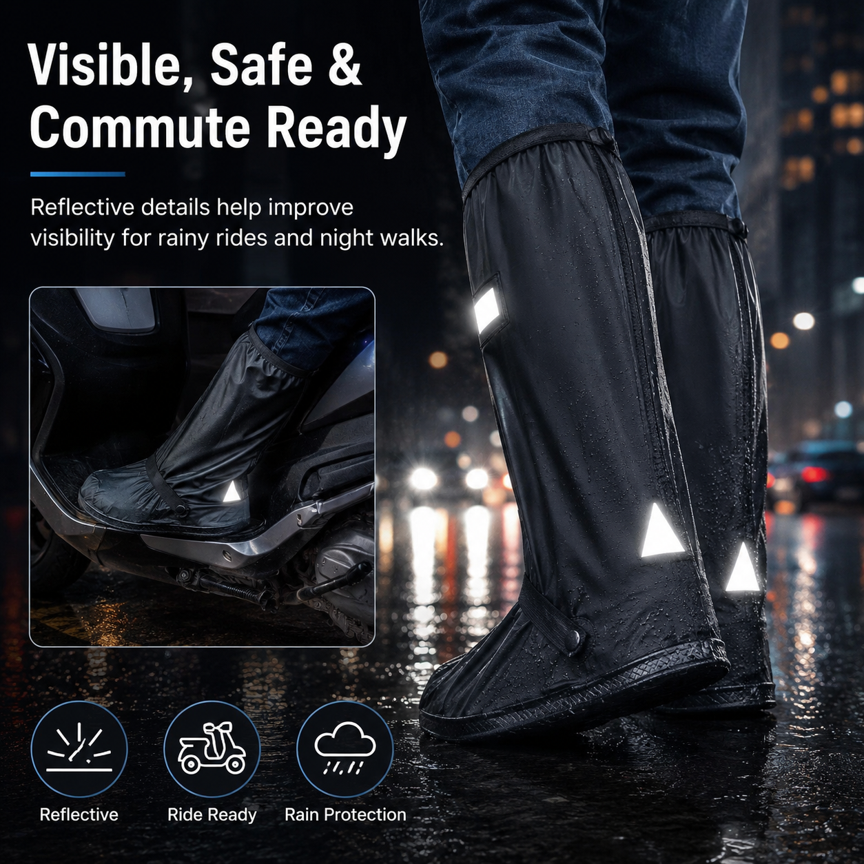💦Reusable Waterproof Non-Slip Rain Boot Shoe Covers, Men Women Rain Gear