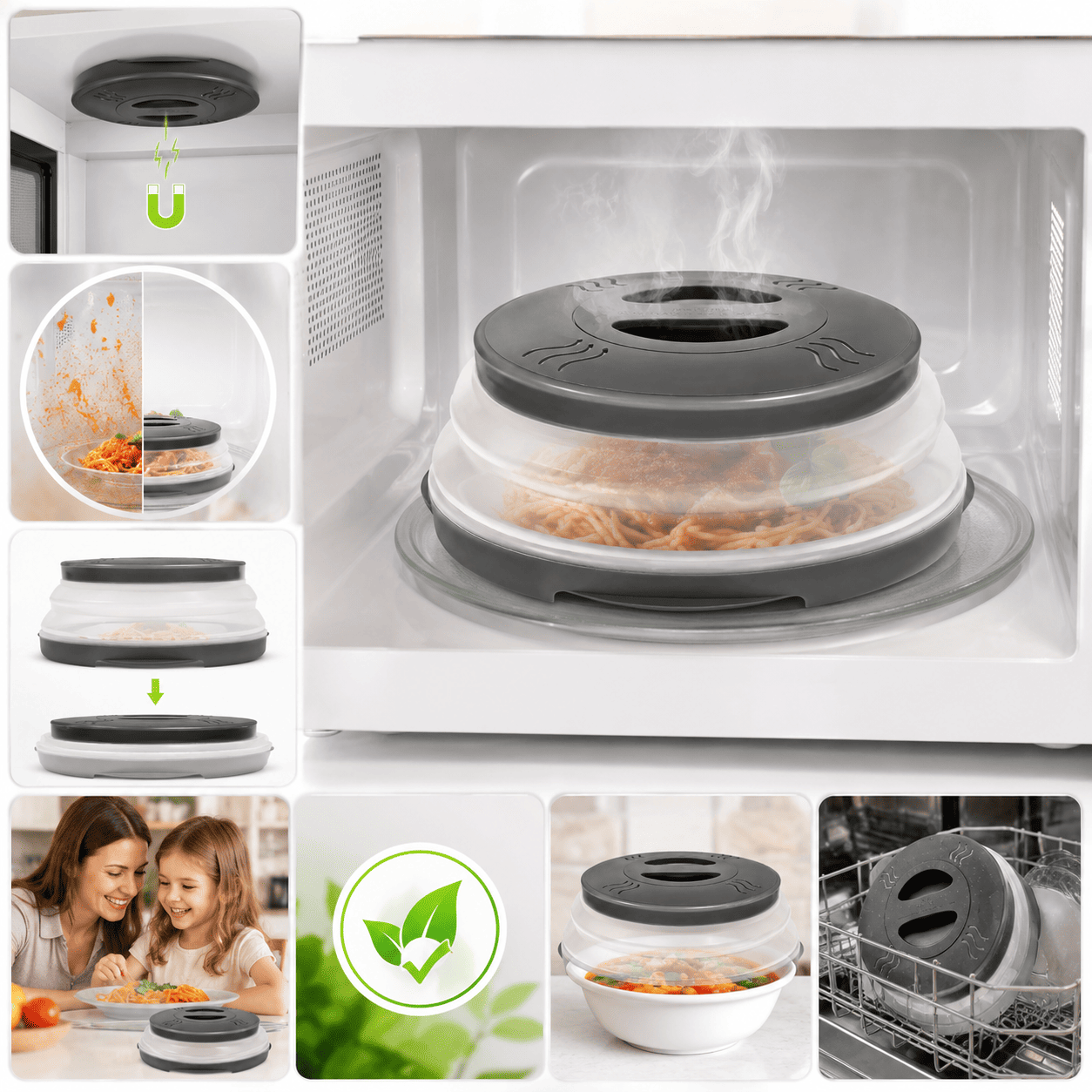 🍽️ Magnetic Microwave Splatter Cover – Clean & Easy