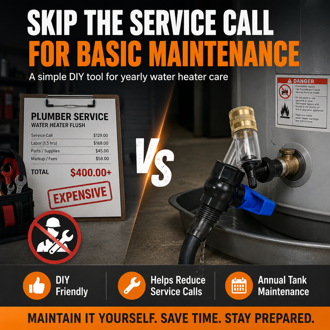 🚿 Water Heater Flush Tool – Remove Sediment Fast & Help Extend Tank Life Without a Plumber