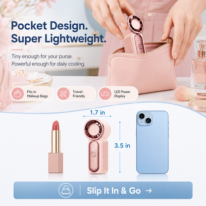 Mini Handheld Fan with LED Display | 3000mAh & 6-Speed USB Rechargeable Pocket Fan