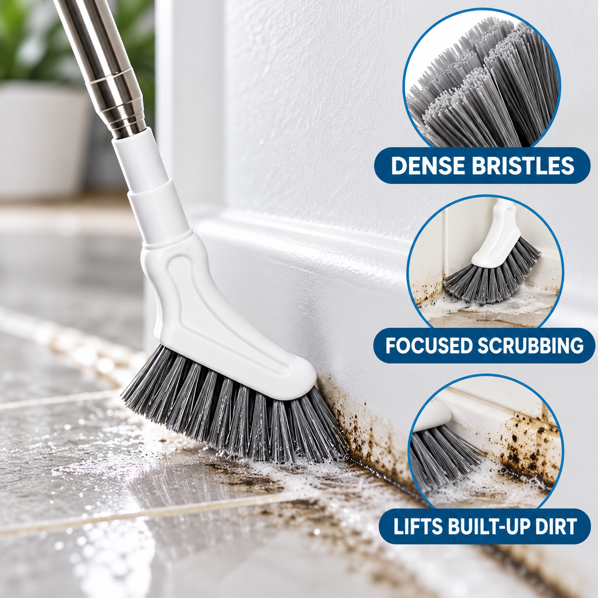 🧹 Telescopic Crevice Cleaning Brush – Long Handle Gap & Corner Scrubber