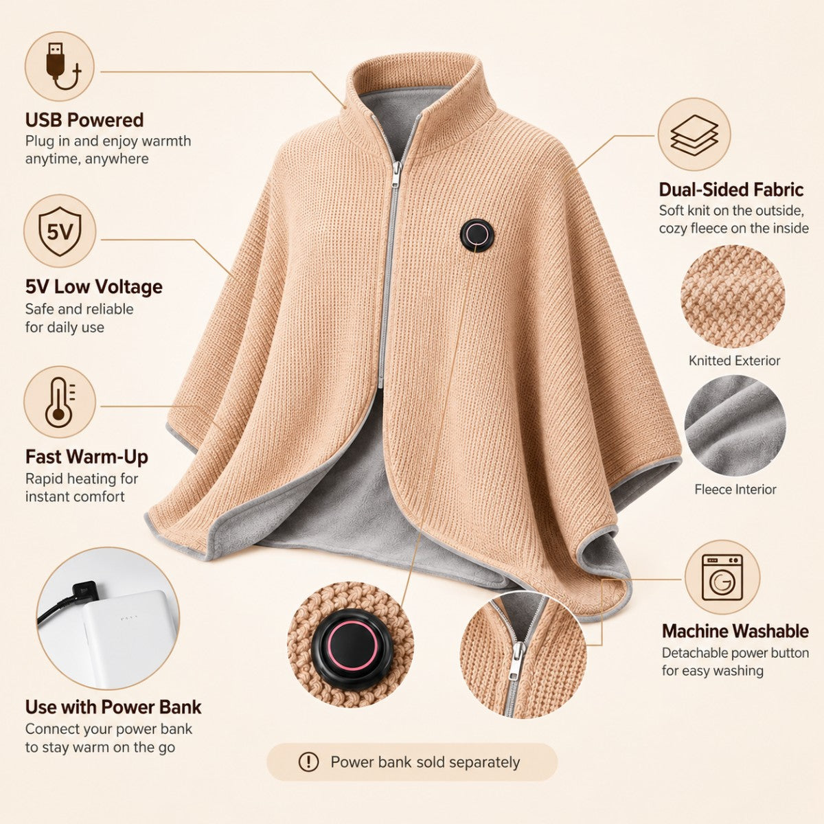 🔥New Portable Heated Shawl Blanket
