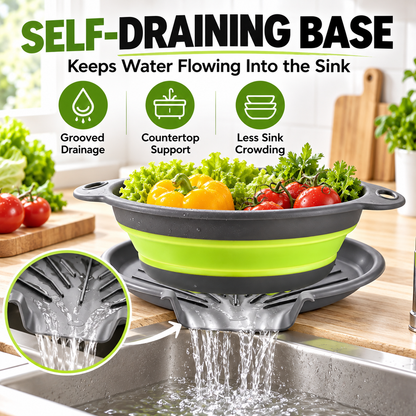 🥗 3-Piece Collapsible Colander Set – Self-Draining & Space-Saving Kitchen Strainers ✨