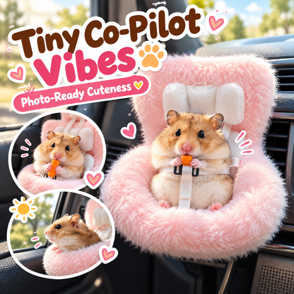 🔥Buy three get one free🐹 Mini Hamster Car Seat & Co-Pilot Feeding Perch – Universal Air Vent Mount & Safety Harness for Small Pets