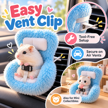 🔥Buy three get one free🐹 Mini Hamster Car Seat & Co-Pilot Feeding Perch – Universal Air Vent Mount & Safety Harness for Small Pets