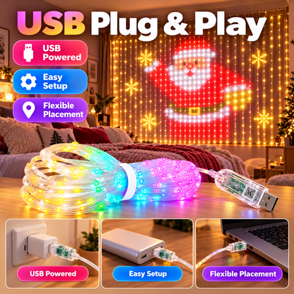 🎄✨ Smart LED Holiday Display Lights 📱 Animated Tree & Curtain Light Show for Christmas Decor