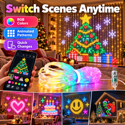🎄✨ Smart LED Holiday Display Lights 📱 Animated Tree & Curtain Light Show for Christmas Decor