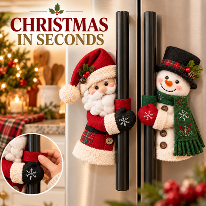 🎄 Santa & Snowman Christmas Handle Huggers Set 🎅⛄ Festive Holiday Decor for Fridge & Cabinet Handles