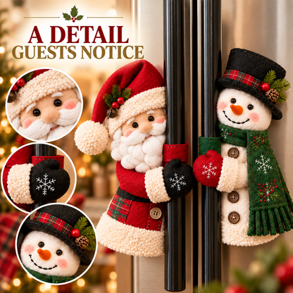 🎄 Santa & Snowman Christmas Handle Huggers Set 🎅⛄ Festive Holiday Decor for Fridge & Cabinet Handles