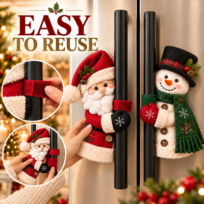 🎄 Santa & Snowman Christmas Handle Huggers Set 🎅⛄ Festive Holiday Decor for Fridge & Cabinet Handles