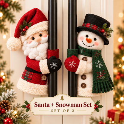 🎄 Santa & Snowman Christmas Handle Huggers Set 🎅⛄ Festive Holiday Decor for Fridge & Cabinet Handles