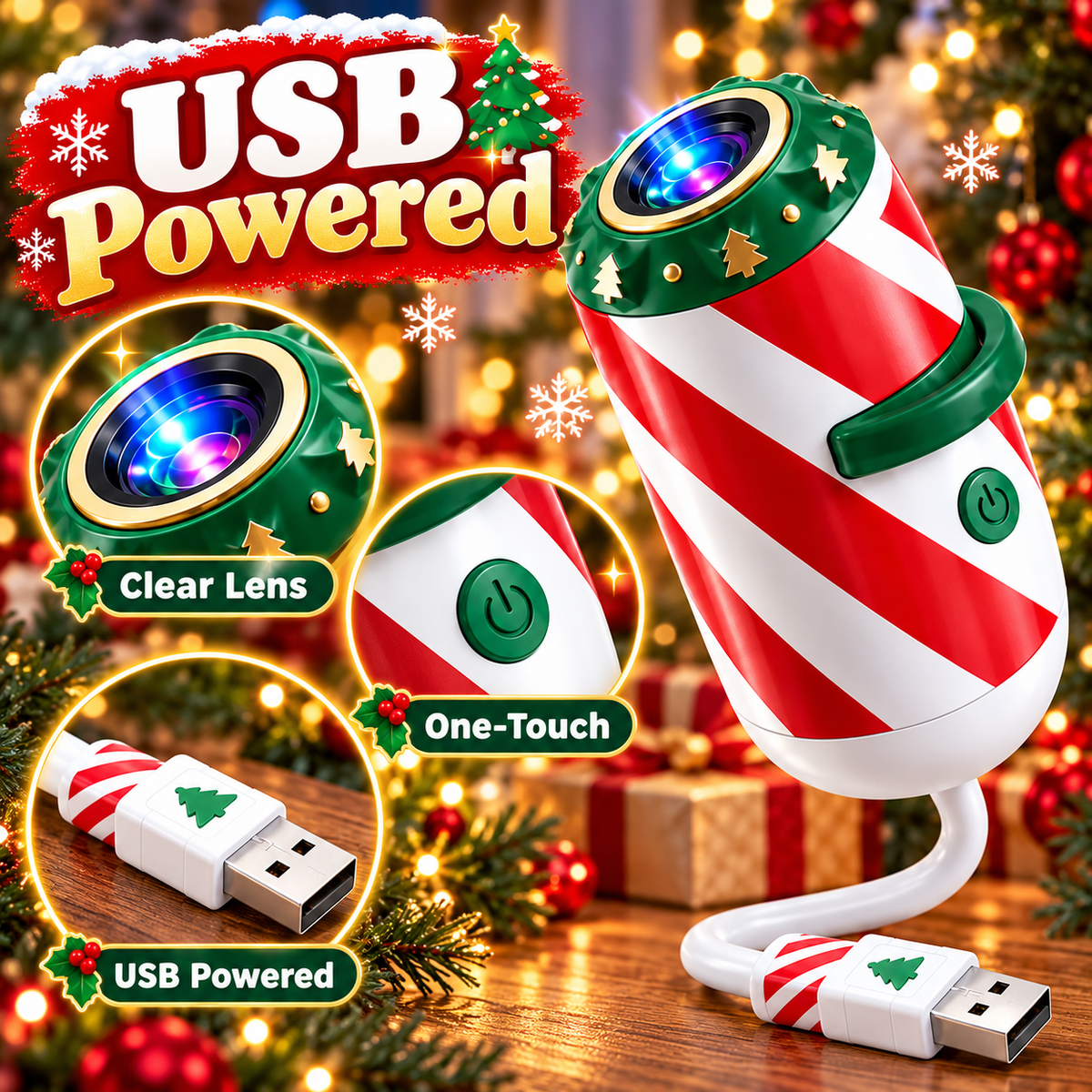 🎄 USB Christmas Car Projector Light 🎅✨ – Festive Holiday Window & Interior Projection for Cars 🚗