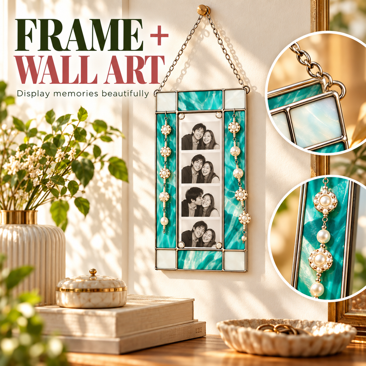 📸 Acrylic Hanging Multi-Photo Frame ✨ Decorative Wall Display with Chain & Star Charms 💜