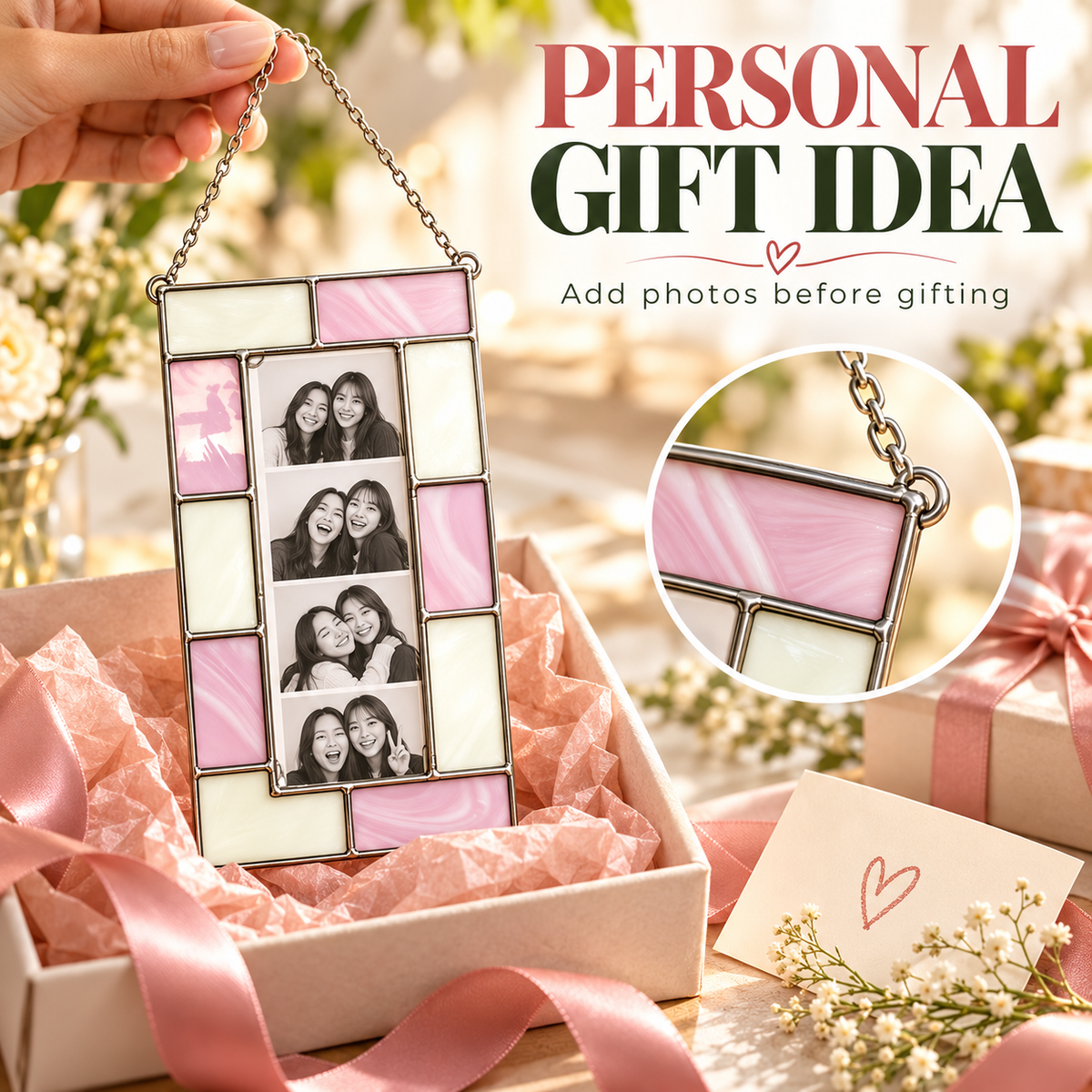 📸 Acrylic Hanging Multi-Photo Frame ✨ Decorative Wall Display with Chain & Star Charms 💜