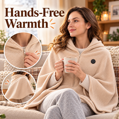 🔥 Wearable Heated Blanket Shawl with 3 Heat Settings | USB Powered Cozy Wrap for Home & Office