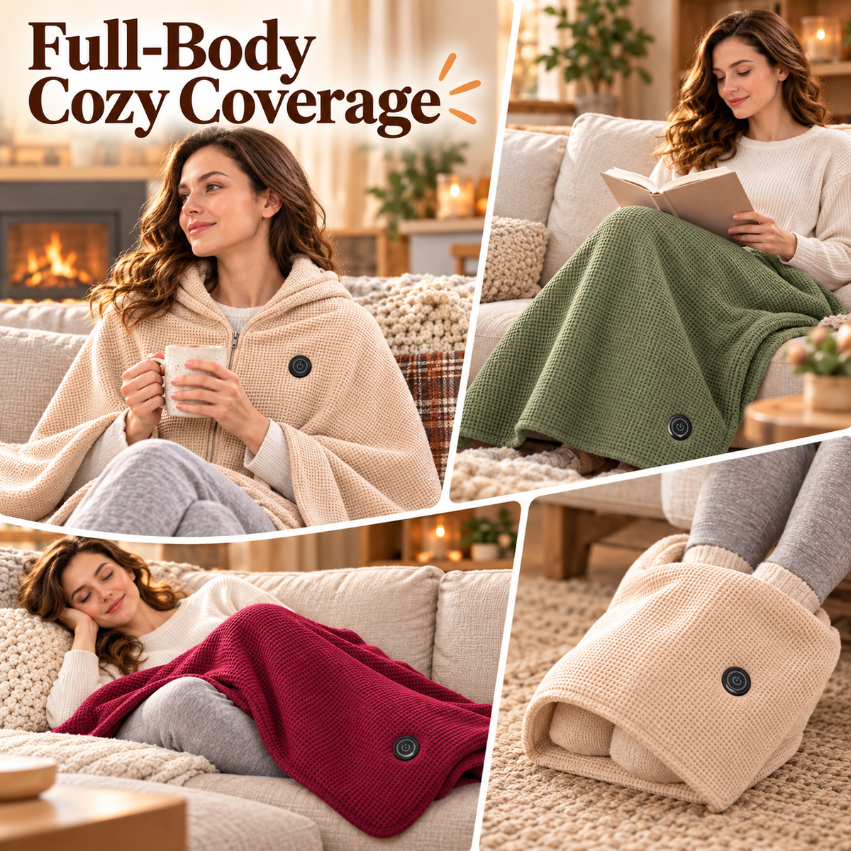 🔥 Wearable Heated Blanket Shawl with 3 Heat Settings | USB Powered Cozy Wrap for Home & Office