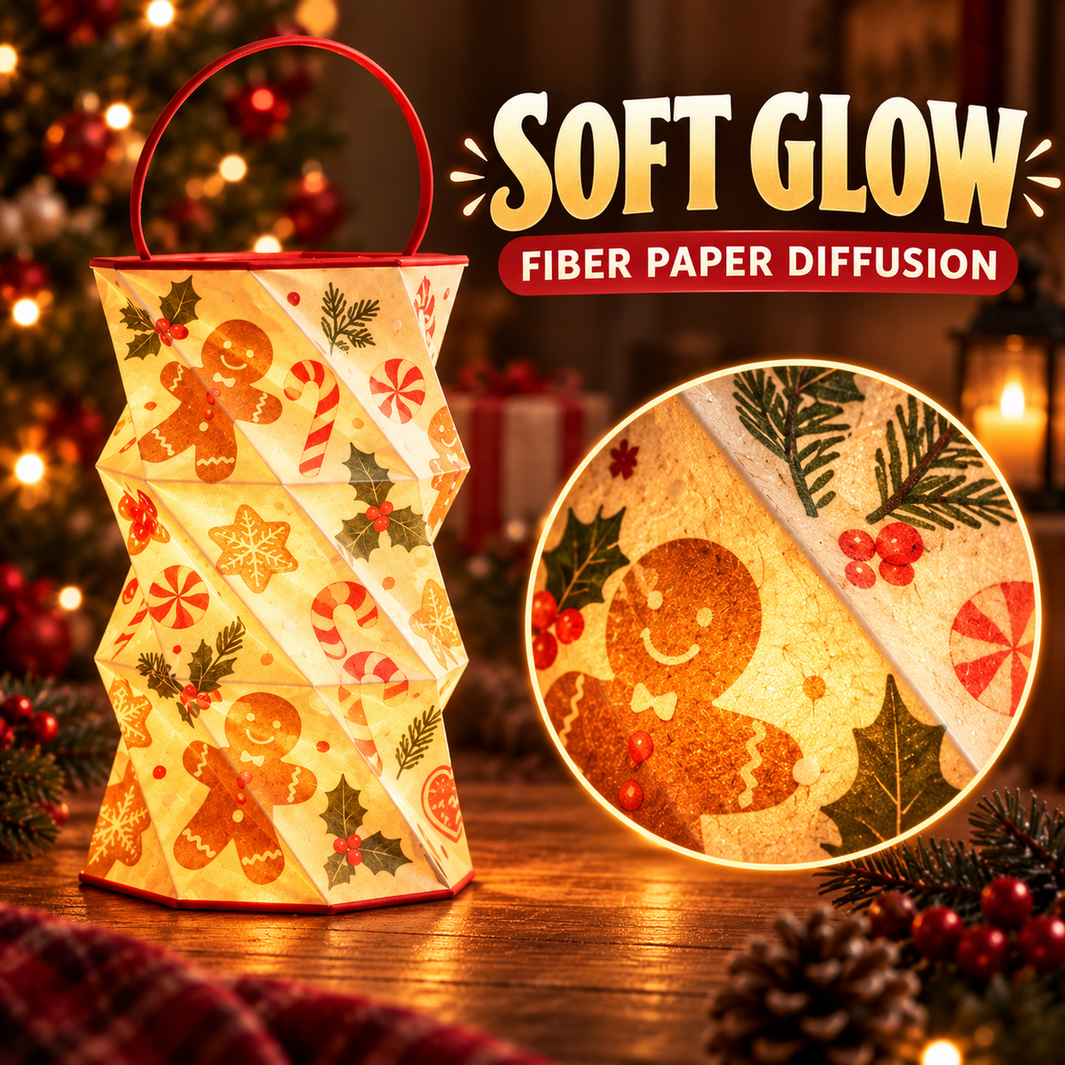 ✨ Foldable Rotating Lantern with Stepless Dimming | USB-C Rechargeable Holiday Ambient Light