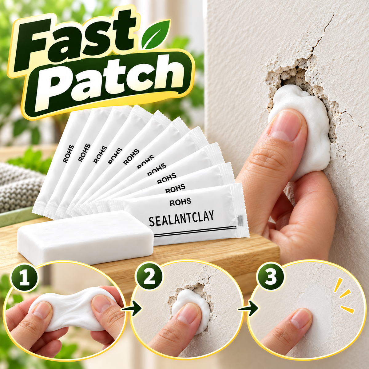 🧱 Quick Wall Repair Putty 🔧 Moldable Hole Crack & Gap Filler for Drywall Concrete & Home Repairs 🏠