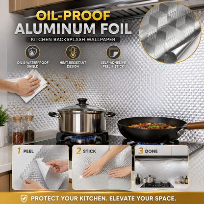 🍳Oil-Proof Aluminum Foil Kitchen Backsplash Wallpaper