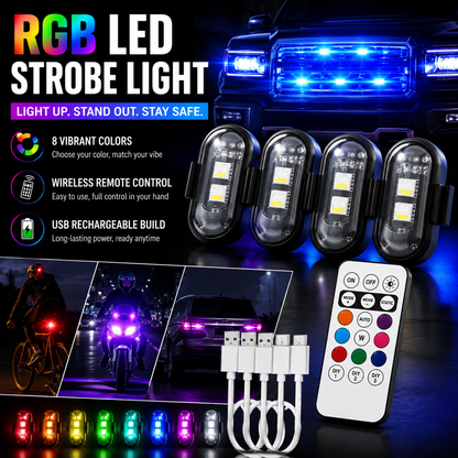 🚨 Remote Wireless RGB LED Strobe Light