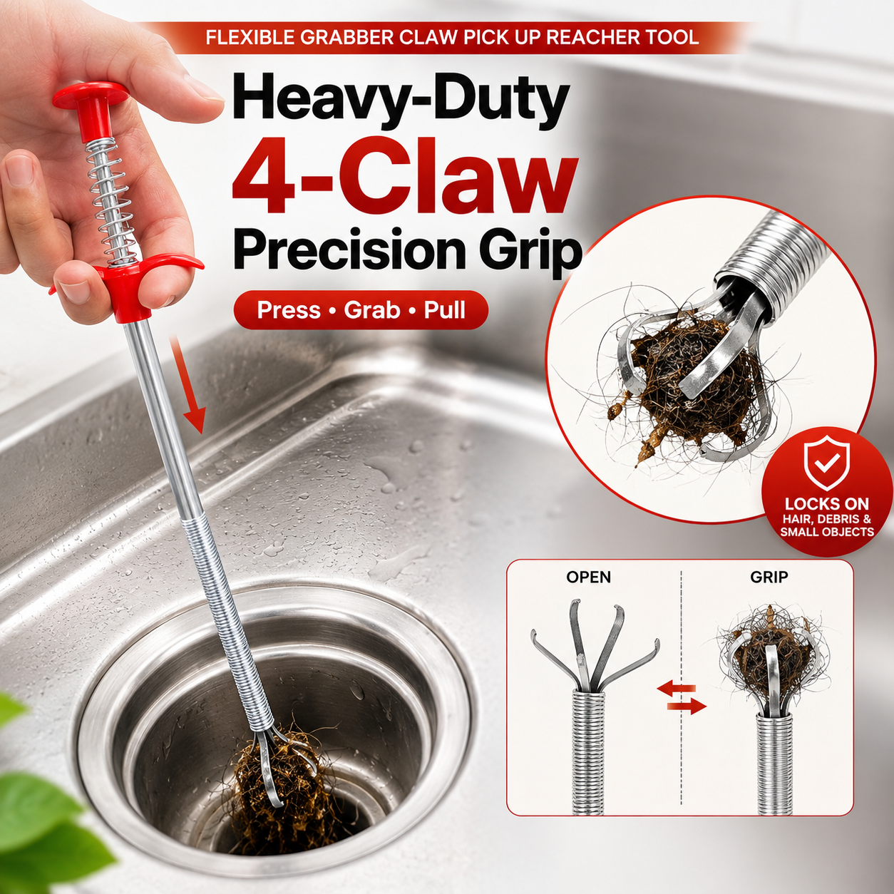 🪠 Flexible Grabber Claw Pick Up Reacher Tool