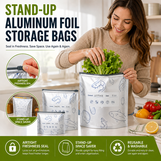 🥬 Stand-Up Aluminum Foil Storage Bags