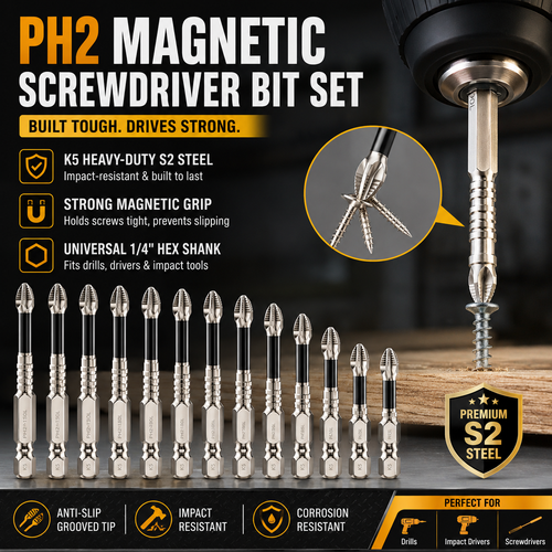 🪛 PH2 Magnetic Impact-Resistant Screwdriver Bit Set