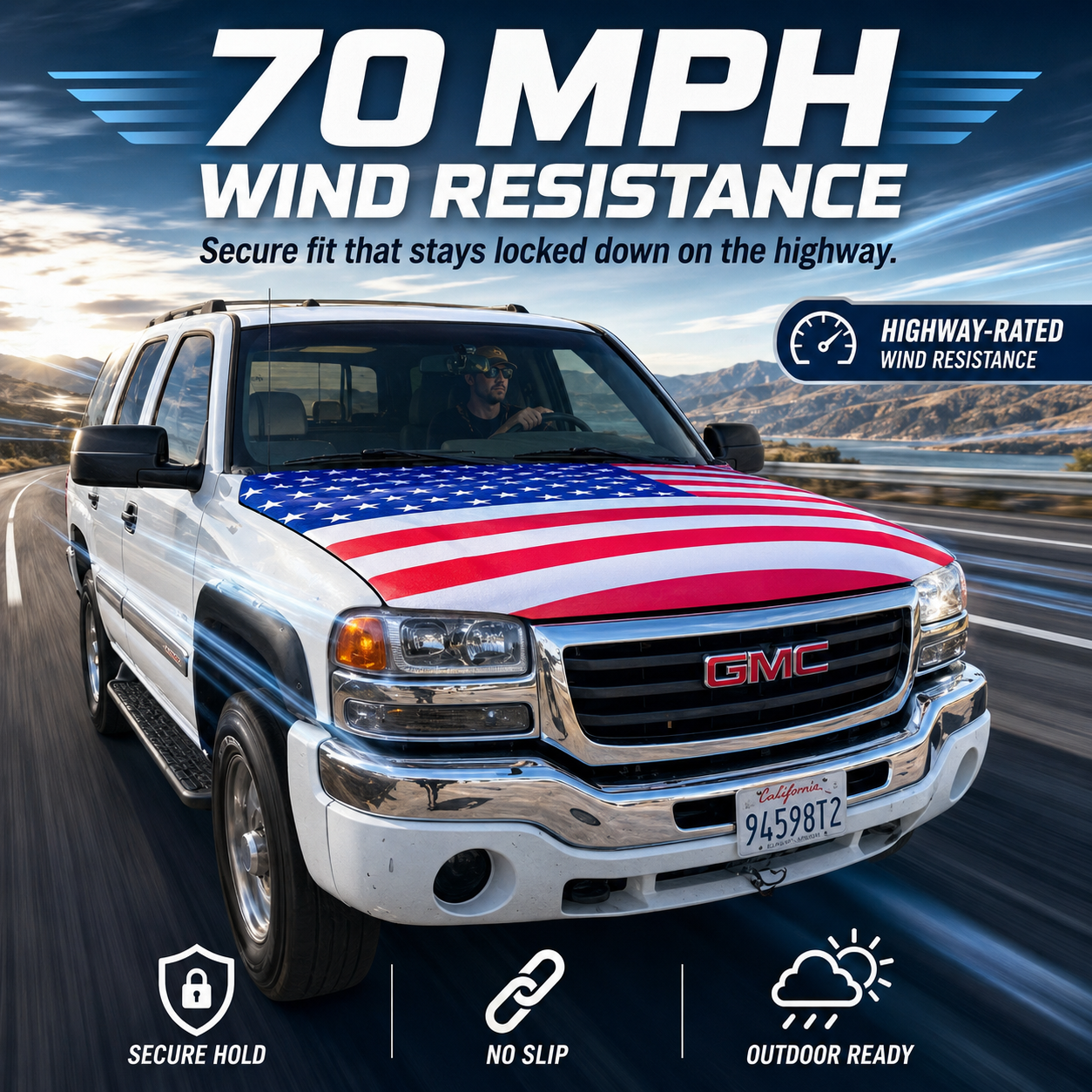 Premium American Flag Car Hood Set