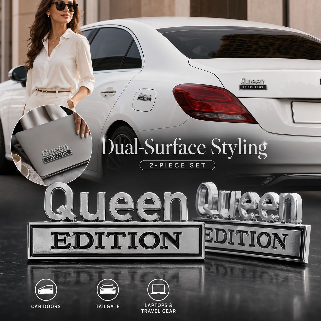 👑 Queen Edition 3D Metal Vehicle Emblem